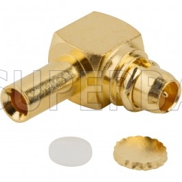 Superbat 50 Ohm MMCX Plug Right Angle Solder Connector For 0.047" Semi-Rigid Coax Cable