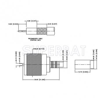 Superbat PL259 UHF Plug With Gold Plated Contact and Nickel Plated Body for RG-8X LMR-240 and similar cables