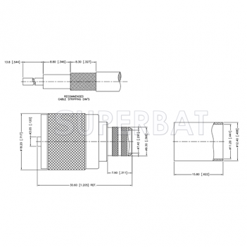 Superbat UHF Plug Male PL259 Straight 50 Ohm Connector for RG-214 Coaxial Cable