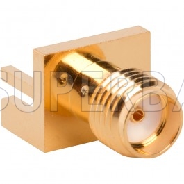 SMA  Female Jack Flat Tab Contact PCB Mount Connector for .053 inch End Launch