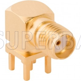 Superbat SMA right angle PCB Thru 4 hole Jack Female straight connector