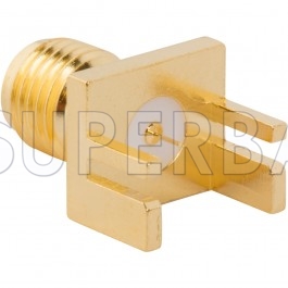 SMA Jack Female Edge Mounted Straight PCB Connector for .048 inch End Launch