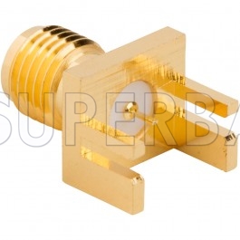 SMA  Female Jack Flat Tab Contact PCB Mount Connector for .053 inch End Launch