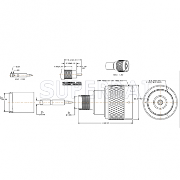 Superbat 50 Ohm N Type Straight Plug Male Crimp Connector for RG-213 RG-214 Coaxial Cable