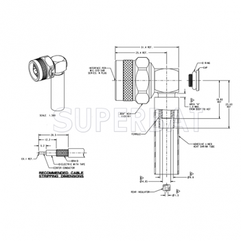 Superbat N Type Right Angle Jack Female 50 Ohm Crimp Connector for LMR-240 Coaxial Cable