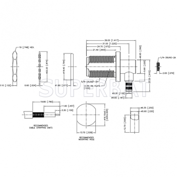 Superbat N Type Right Angle Jack Female 50 Ohm Crimp Connector For RG-58 LMR-195 KSR-195 Coaxial Cable