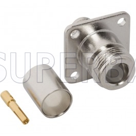 Superbat 50 Ohm N Type Jack Female Panel Mount 4 Holes Crimp Connector For LMR-400 Coaxial Cable
