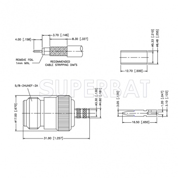 Superbat 50 Ohm N Type Striaght Jack(male pin) Reverse Polarized Crimp Connector for LMR-200 Coaxial Cable