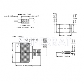 Superbat 50 Ohm N Type Striaght Plug Male Crimp Connector for LMR-300 Coaxial Cable