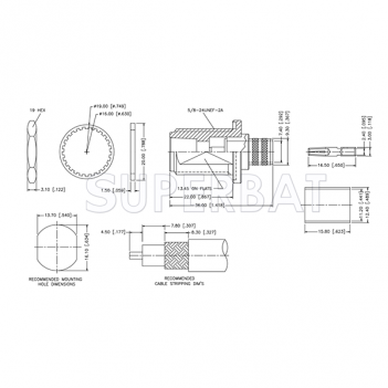 Superbat 50 Ohm N Type Jack Female Bulkhead Striaght Crimp Connector For RG-214 Coaxial Cable