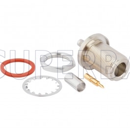 Superbat N Type Jack(male pin) 50 Ohm Bulkhead Reverse Polarized Crimp Connector for RG-58 LMR-195 KSR-195 Coaxial Cable