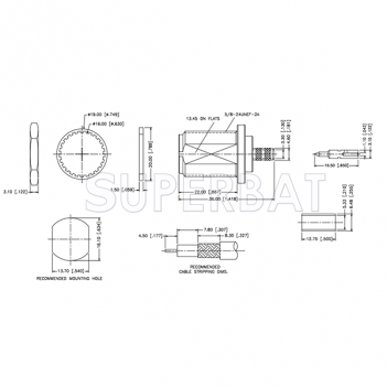 Superbat N Type Jack(male pin) 50 Ohm Bulkhead Reverse Polarized Crimp Connector for RG-58 LMR-195 KSR-195 Coaxial Cable