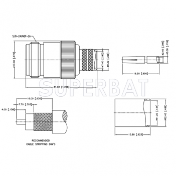 Superbat 50 Ohm N Type Jack Female Straight Crimp Connector For RG-214 Coaxial Cable