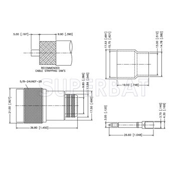 Superbat 50 Ohm N Type Plug Male Striaght Crimp Connector For LMR-500 Coaxial Cable