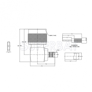 Superbat N Type Plug Male Right Angle 50 Ohm Crimp Connector for LMR-240 Cable