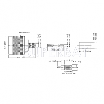 Superbat N Type Straight Plug(female socket) Crimp 50 Ohm Reverse Polarized Connector for RG-8X LMR-240 Cable