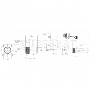 Superbat N-Type Jack Female Straight Solder Panel Mount 4 Holes Connector for .250 Semi-Rigid Coax Cable