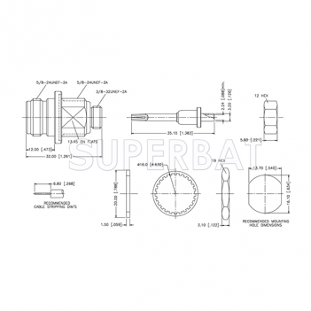 Superbat N Type Jack Female Straight Bulkhead with O-ring Solder Connector for .085 Semi-Rigid Cable