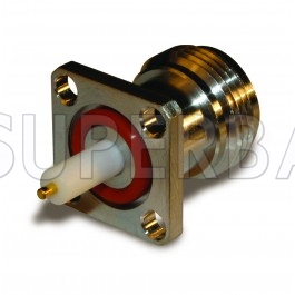 Superbat N 50 Ohm Type Straight Jack Round Post 4-Hole Flange Connector