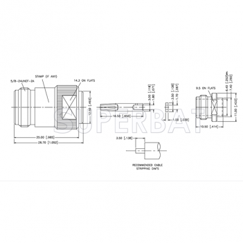 Superbat N Type Jack Female Straight Solder Connector for .250 Semi-Rigid Cable