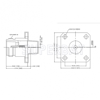 Superbat 50 Ohm N Type Jack Female Striaght Flat Tab 4 Hole Flange Connector