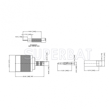 TNC Male Plug Straight Crimp Connector 75 Ohm for Belden 1855A Cable