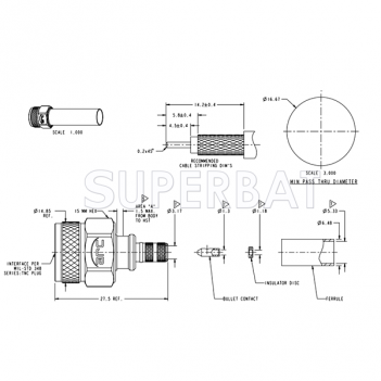 Superbat RF connector TNC Male Plug Crimp Connector 50 Ohm for LMR-200 Coax Cable