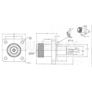 Superbat  50 Ohm N-Type Straight Jack Female Solder Cup Panel Mount RF Connector