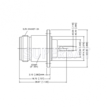 Superbat N Type Straight Jack Female Solder Cup Round Flange Connector