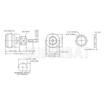 Superbat RF Connector N Type Straight Bulkhead Jack Female Solder Cup