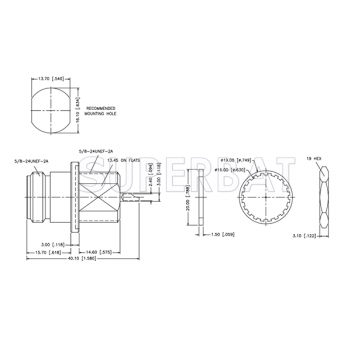 Superbat N Type 50 Ohm Straight Jack Female Solder Cup Bulkhead with O-ring Connector