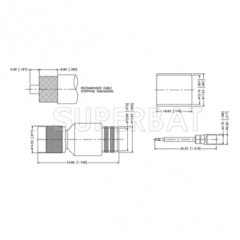 Superbat TNC Male Plug Crimp connector 50 Ohm for LMR-600 Coax Cable