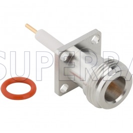 Superbat N 50 Ohm Type Straight Jack Round Post 4-Hole Flange Connector