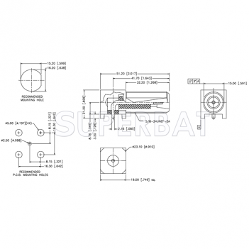 Superbat N Type Right Angle Jack Female Bulkhead PCB Through Hole Connector