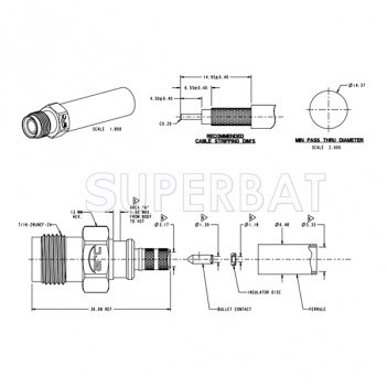 TNC Jack (male pin) Crimp Reverse Polarized ARC Connector 50 Ohm for LMR-200