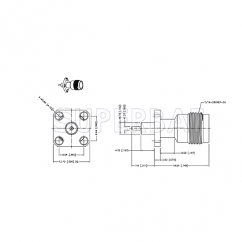 50 Ohm Superbat TNC Female Jack Round Post 4-Hole Flange RF Connector