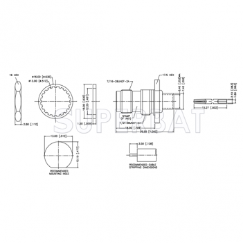 TNC Female Jack Solder Bulkhead Straight Connector 50 Ohm with O-ring for 0.250" Semi-Rigid Cable