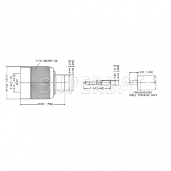 TNC Male Plug Solder Straight Connector 50 Ohm for 0.250" Semi-Rigid Cable