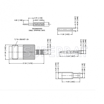 TNC Jack (male pin) Crimp Reverse Polarized Connector 50 Ohm for RG-316 RG-174