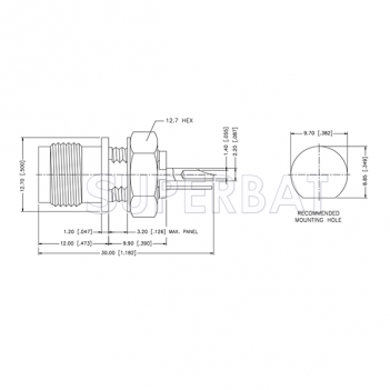 Superbat TNC Female Jack Round Post Bulkhead with O-ring RF Connector 50 Ohm