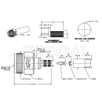 TNC Plug (female socket) Crimp Reverse Polarized ARC Connector for LMR-200