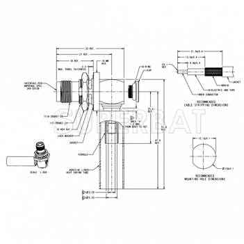 TNC Jack (male pin) Crimp Right Angle Reverse Polarity Bulkhead ARC Connector with O-ring for LMR-200