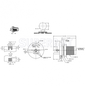 Superbat TNC Female Jack Bulkhead PCB End Launch Straight ARC RF Connector 50 Ohm