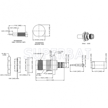 TNC Jack (male pin) Crimp Reverse Polarized Bulkhead Connector 50 Ohm with O-ring for LMR-240