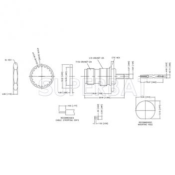 TNC Female Jack Solder Bulkhead Straight Connector 50 Ohm with O-ring for 0.085" Semi-Rigid Cable