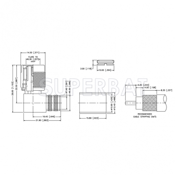 TNC Plug (female socket) Right Angle Crimp Reverse Polarized Connector 50 Ohm for LMR-400