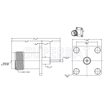 Superbat TNC Female Jack Round Post 4-Hole Flange RF Connector 50 Ohm