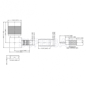 TNC Male Plug Right Angle Crimp Connector 50 Ohm for LMR-240