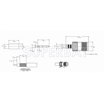 Superbat RF connector TNC Jack (male pin) Reverse Polarity Crimp for LMR-195 KSR-195 RG-58 Coax Cable