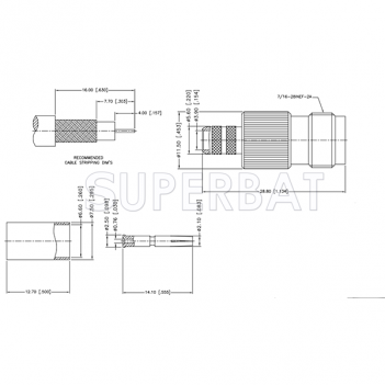 TNC Female Jack Crimp Connector 75 Ohm for RG-59 Coax Cable